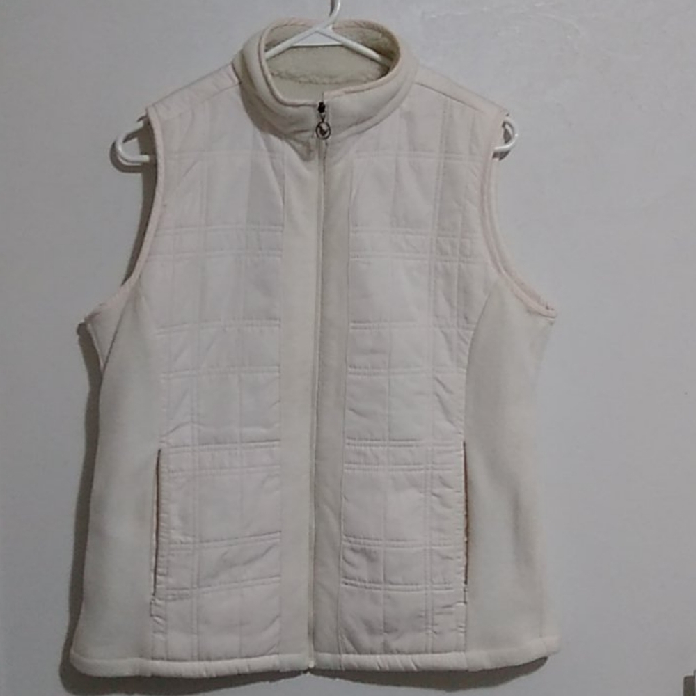 Columbia Quilted Fleece Puffer Vest Off White S